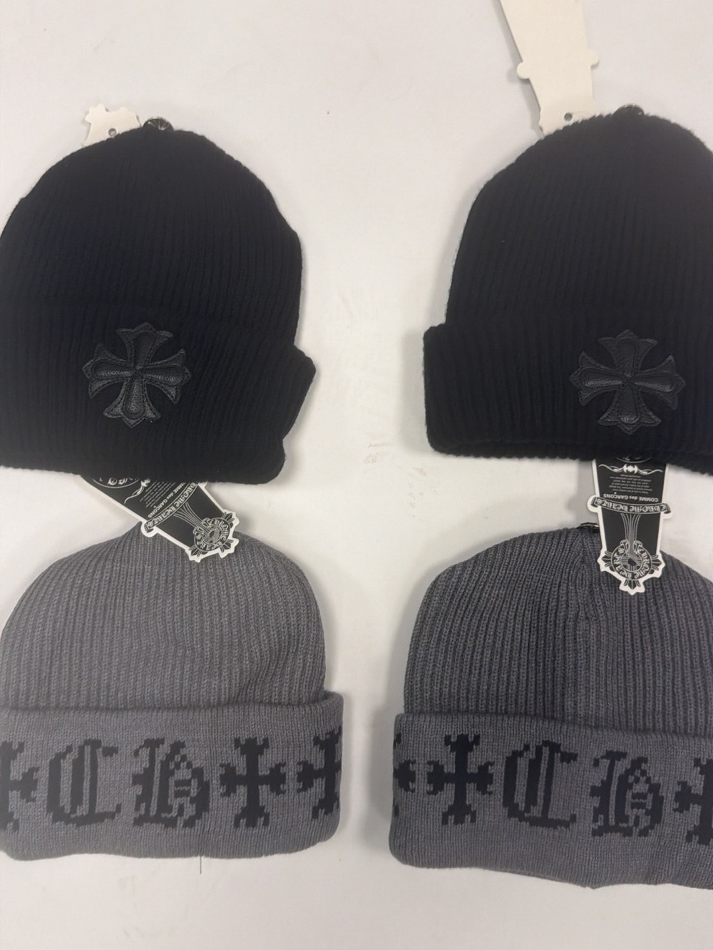 Chrome Hearts Kids Black & Gray Beanie Set